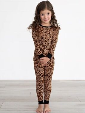 Little Sleepies Leopard Two Piece Pajamas w/ Bow 18-24 Months Play Condition